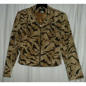 Lorizoni Snakeskin Print Jacket VTG Sz M Brown/Tan USA